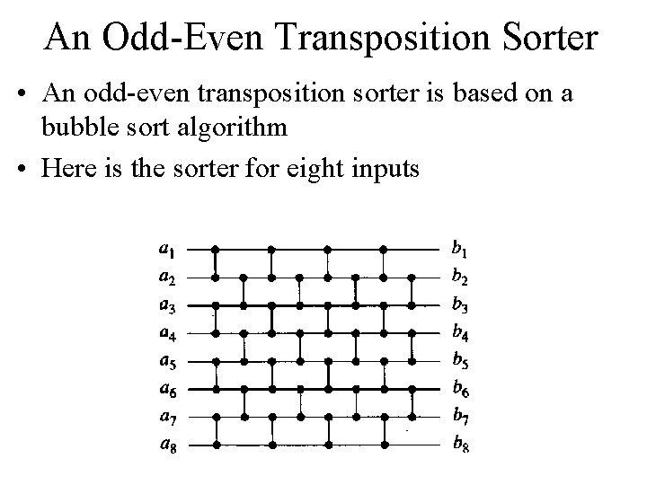 An Odd-Even Transposition Sorter • An odd-even transposition sorter is based on a bubble