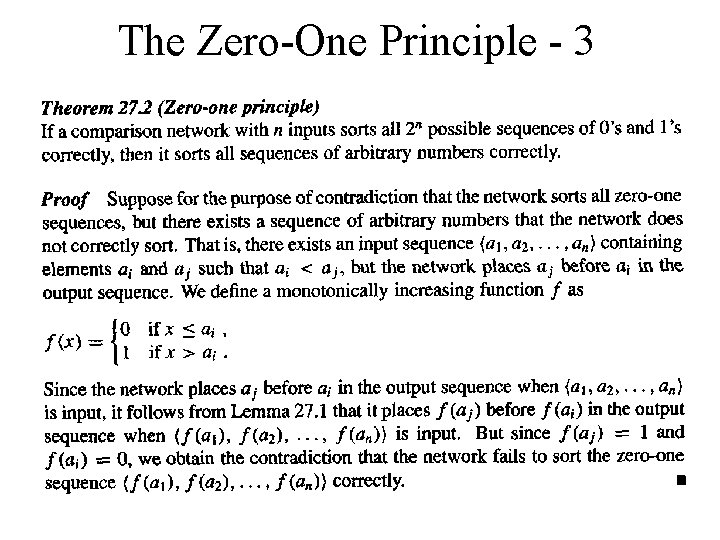 The Zero-One Principle - 3 