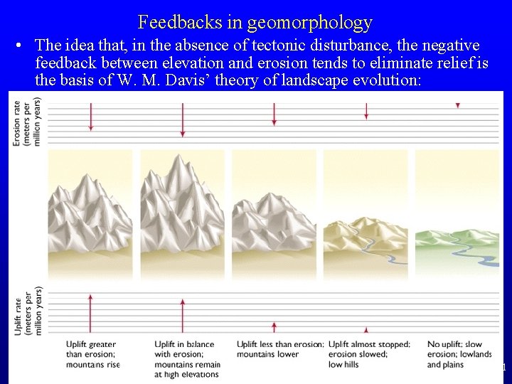 Feedbacks in geomorphology • The idea that, in the absence of tectonic disturbance, the Feedbacks in geomorphology • The idea that, in the absence of tectonic disturbance, the