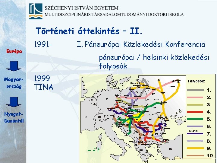 Történeti áttekintés – II. Európa Magyarország Nyugat. Dunántúl 1991 - I. Páneurópai Közlekedési Konferencia