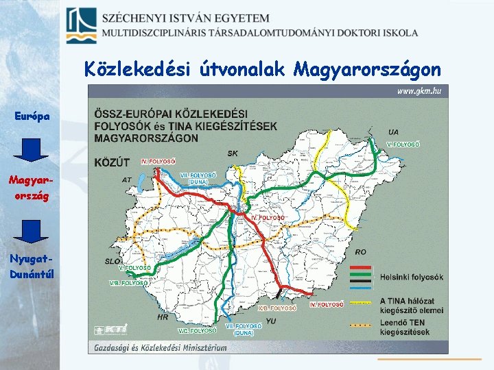 Közlekedési útvonalak Magyarországon Európa Magyarország Nyugat. Dunántúl 