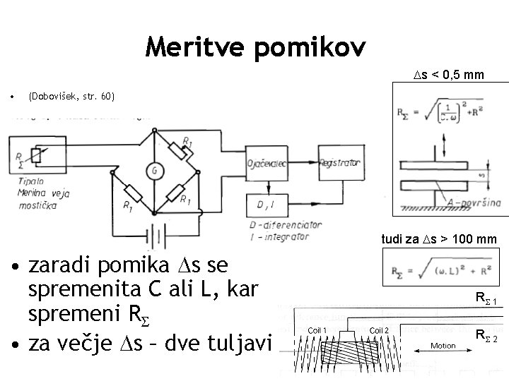 Meritve pomikov s < 0, 5 mm • (Dobovišek, str. 60) tudi za s