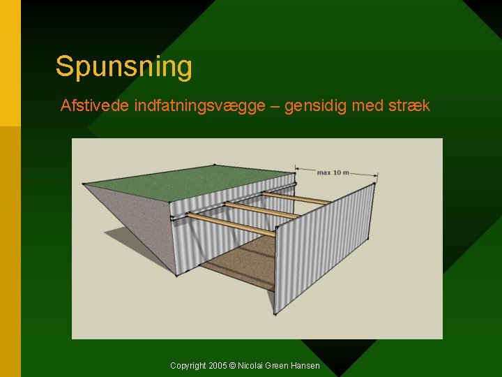 Spunsning Afstivede indfatningsvægge – gensidig med stræk Copyright 2005 © Nicolai Green Hansen 