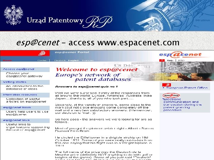 esp@cenet - access www. espacenet. com 34 