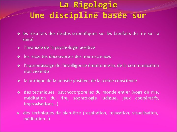 La Rigologie Une discipline basée sur v les résultats des études scientifiques sur les