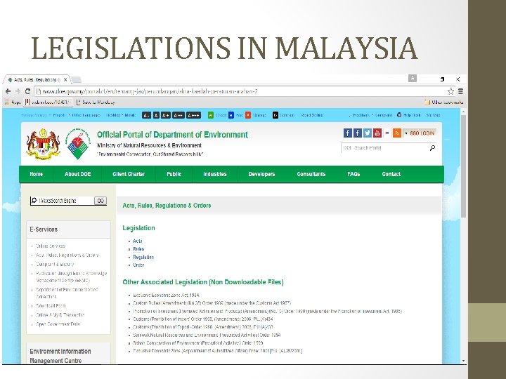 LEGISLATIONS IN MALAYSIA 