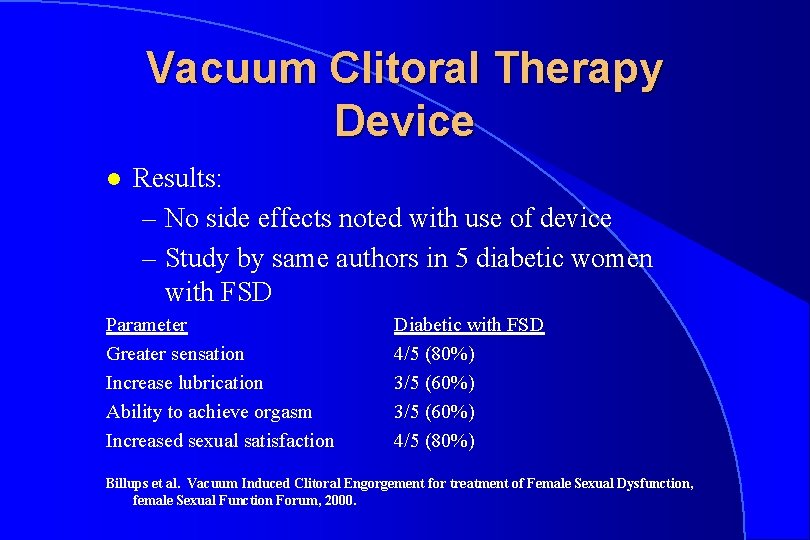 Vacuum Clitoral Therapy Device l Results: – No side effects noted with use of