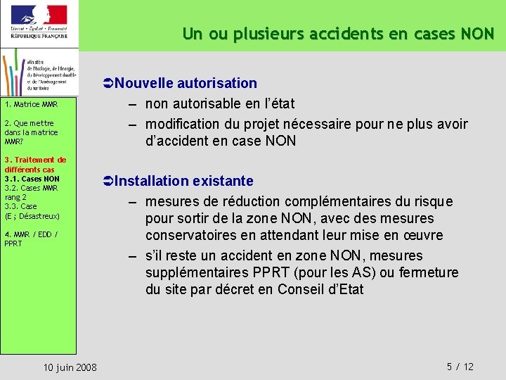 Un ou plusieurs accidents en cases NON 1. Matrice MMR 2. Que mettre dans Un ou plusieurs accidents en cases NON 1. Matrice MMR 2. Que mettre dans