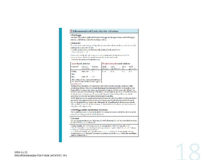 2020 -11 -23 YRKESFÖRENINGEN FÖR FYSISK AKTIVITET, YFA 