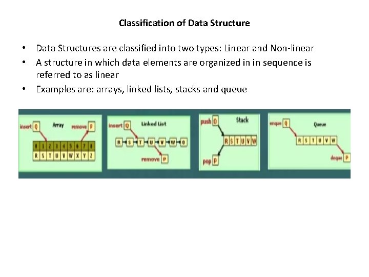 Classification of Data Structure • • • Data Structures are classified into two types: