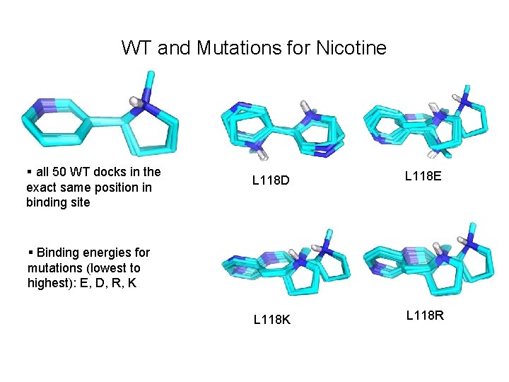 WT and Mutations for Nicotine § all 50 WT docks in the exact same