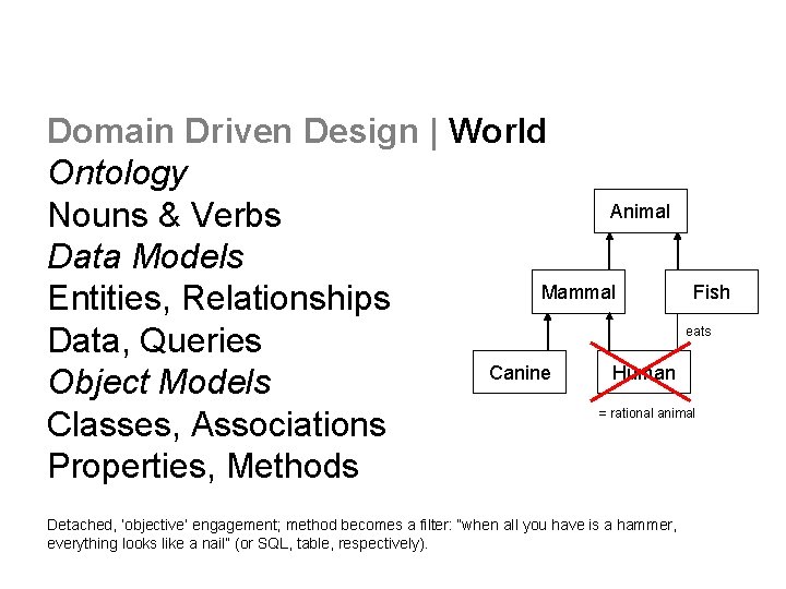 Domain Driven Design | World Ontology Animal Nouns & Verbs Data Models Mammal Entities,