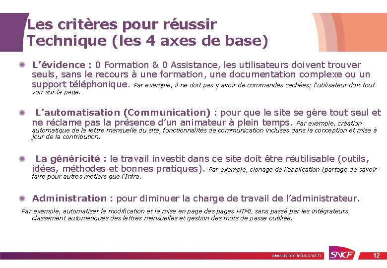 Les critères pour réussir Technique (les 4 axes de base) L’évidence : 0 Formation