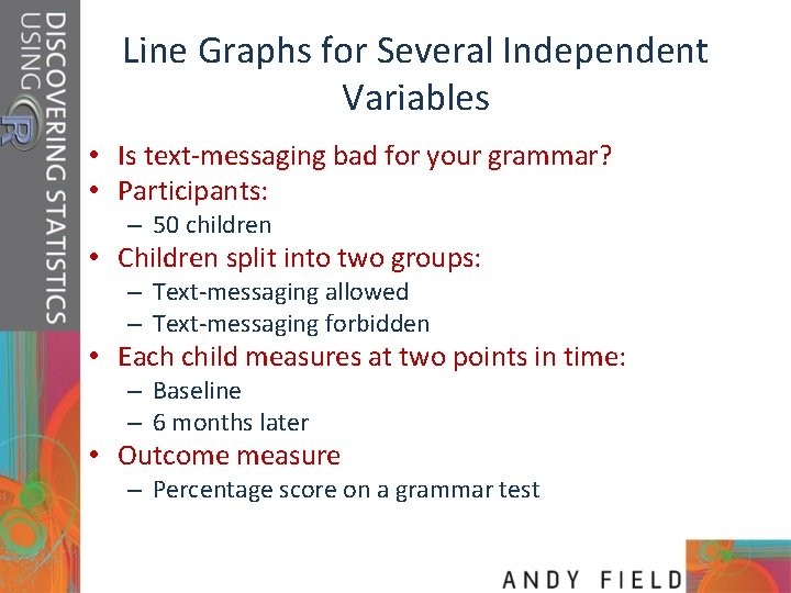 Line Graphs for Several Independent Variables • Is text-messaging bad for your grammar? •