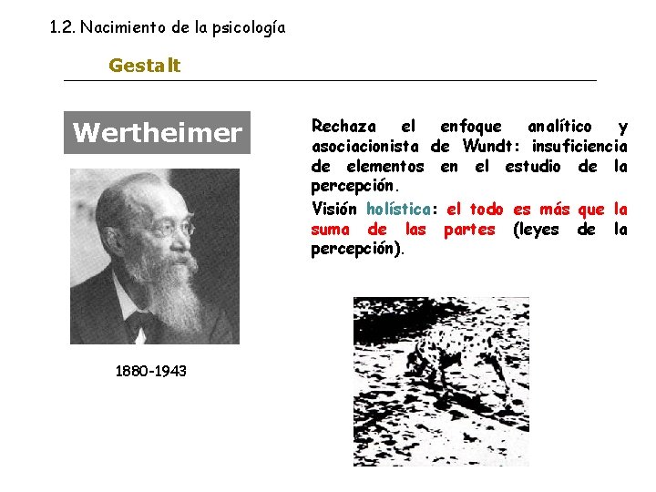 1. 2. Nacimiento de la psicología Gestalt Wertheimer 1880 -1943 Rechaza el enfoque analítico