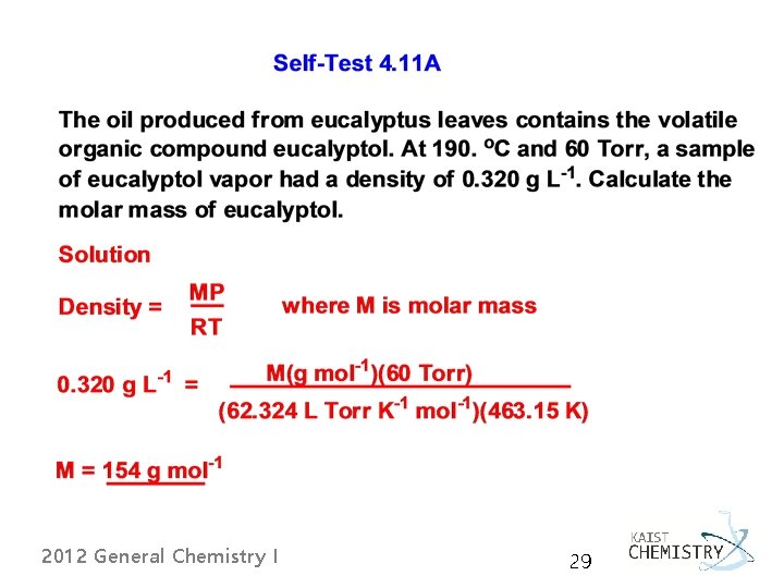 2012 General Chemistry I 29 2012 General Chemistry I 29