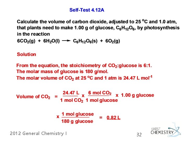 2012 General Chemistry I 32 2012 General Chemistry I 32