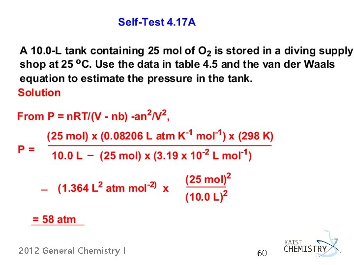 2012 General Chemistry I 60 2012 General Chemistry I 60