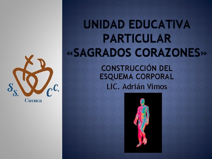 UNIDAD EDUCATIVA PARTICULAR «SAGRADOS CORAZONES» CONSTRUCCIÓN DEL ESQUEMA CORPORAL LIC. Adrián Vimos 