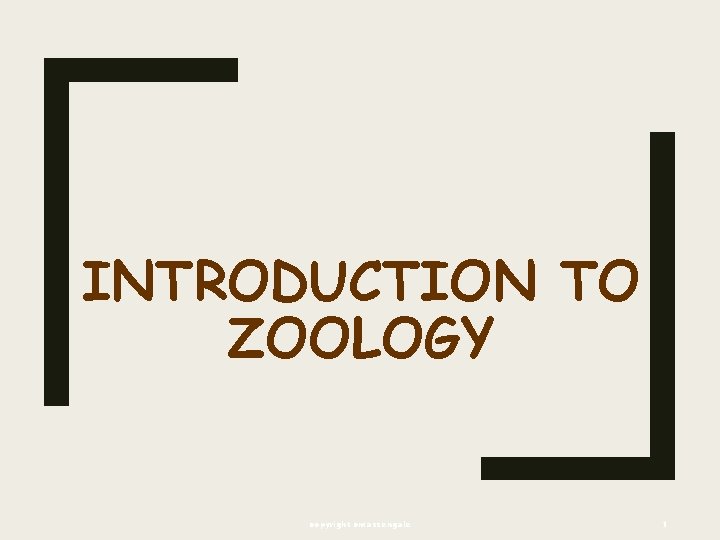 INTRODUCTION TO ZOOLOGY copyright cmassengale 1 INTRODUCTION TO ZOOLOGY copyright cmassengale 1