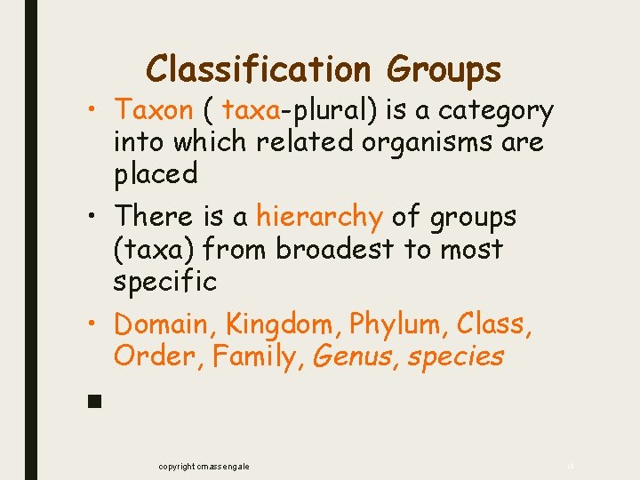 Classification Groups • Taxon ( taxa-plural) is a category into which related organisms are Classification Groups • Taxon ( taxa-plural) is a category into which related organisms are