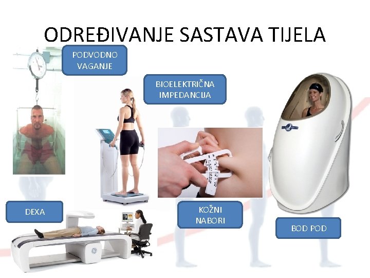 ODREĐIVANJE SASTAVA TIJELA PODVODNO VAGANJE BIOELEKTRIČNA IMPEDANCIJA DEXA KOŽNI NABORI BOD POD 