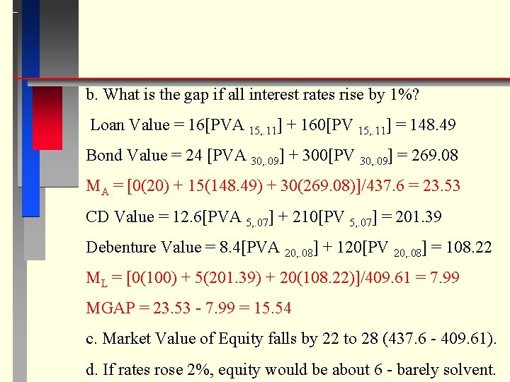 b. What is the gap if all interest rates rise by 1%? Loan Value