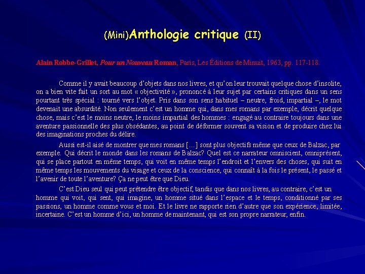 (Mini)Anthologie critique (II) Alain Robbe-Grillet, Pour un Nouveau Roman, Paris, Les Éditions de Minuit,