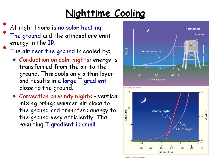  • • • Nighttime Cooling At night there is no solar heating The