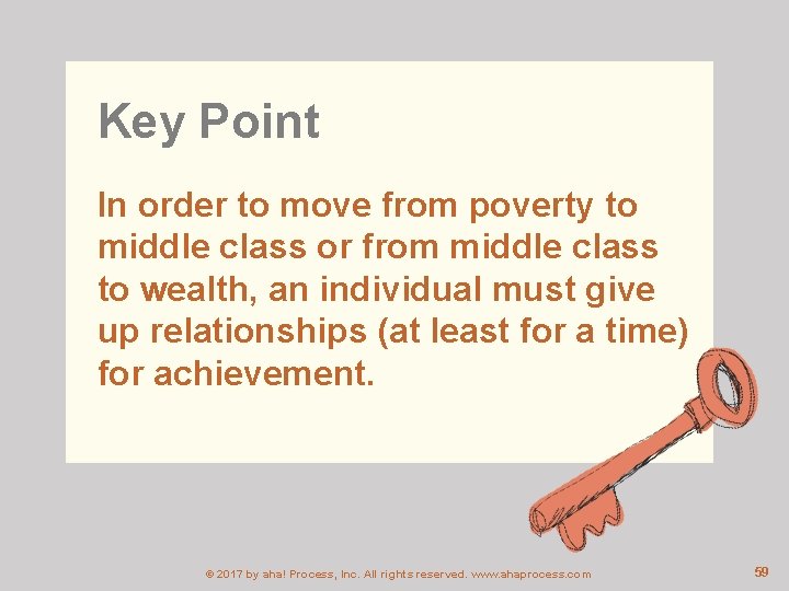 Key Point In order to move from poverty to middle class or from middle