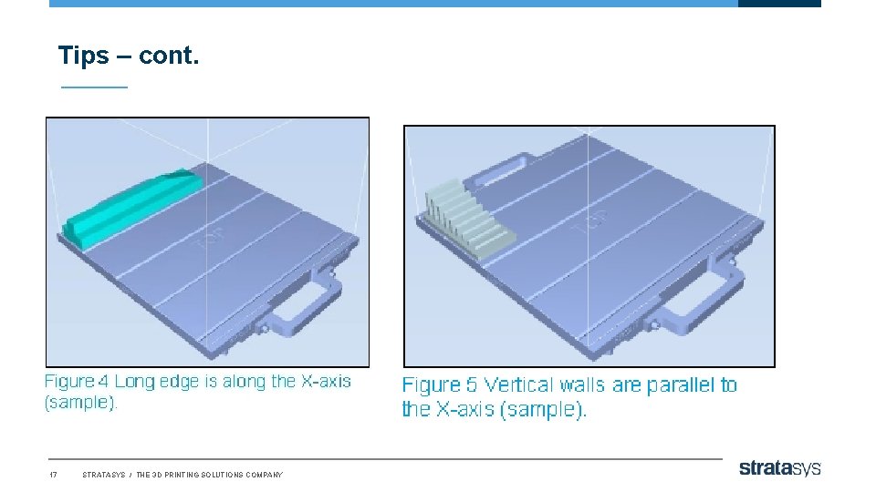Tips – cont. 17 STRATASYS / THE 3 D PRINTING SOLUTIONS COMPANY 