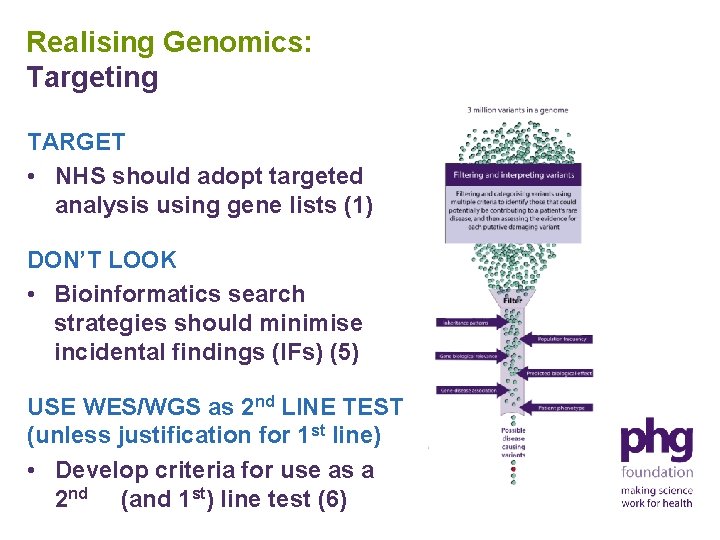 Realising Genomics: Targeting TARGET • NHS should adopt targeted analysis using gene lists (1)