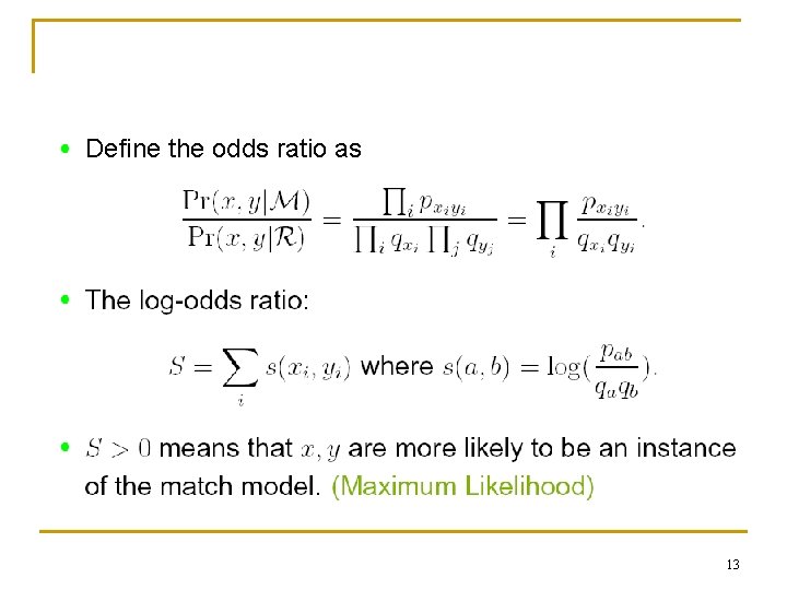 Define the odds ratio as 13 