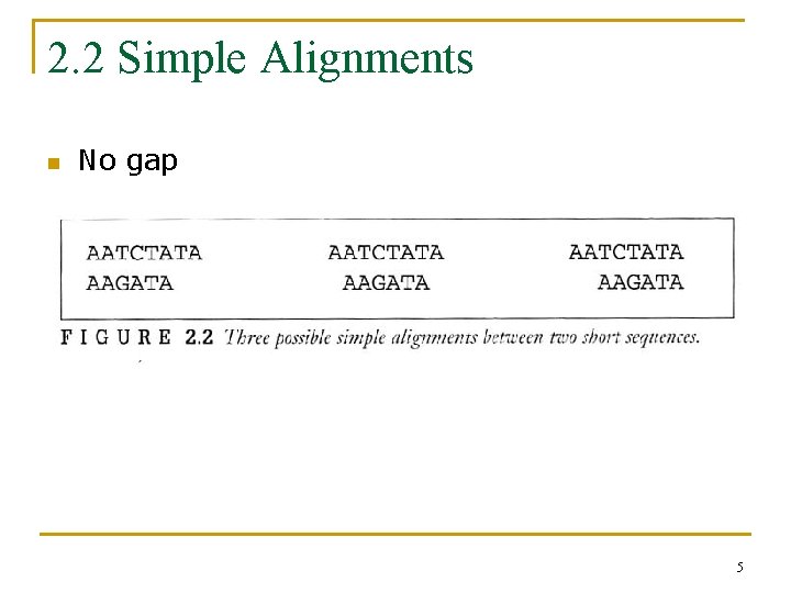 2. 2 Simple Alignments n No gap 5 