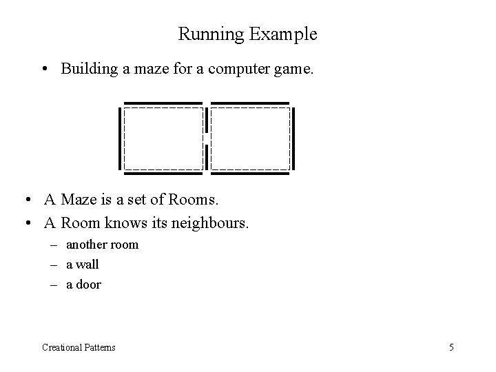 Running Example • Building a maze for a computer game. • A Maze is