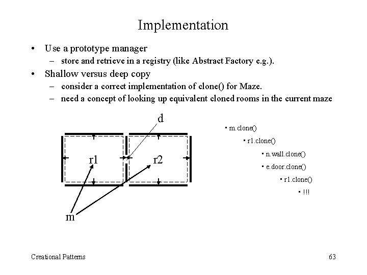 Implementation • Use a prototype manager – store and retrieve in a registry (like