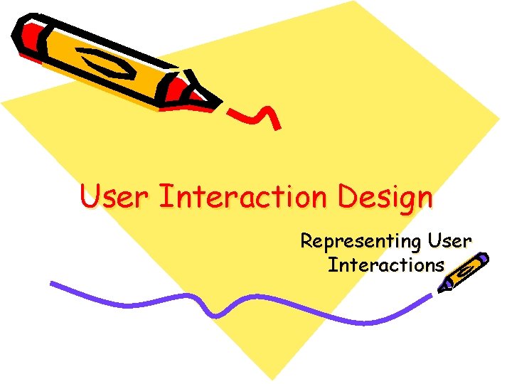 User Interaction Design Representing User Interactions 