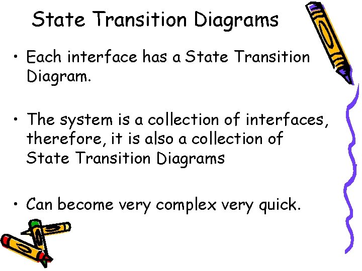 State Transition Diagrams • Each interface has a State Transition Diagram. • The system