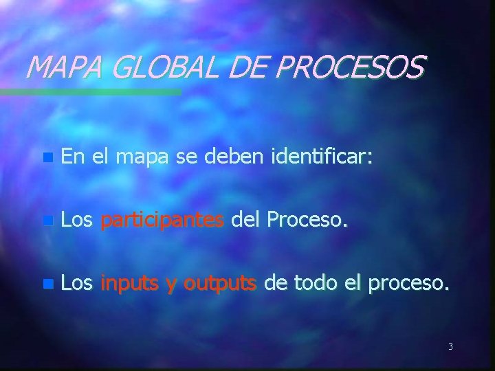MAPA GLOBAL DE PROCESOS n En el mapa se deben identificar: n Los participantes MAPA GLOBAL DE PROCESOS n En el mapa se deben identificar: n Los participantes
