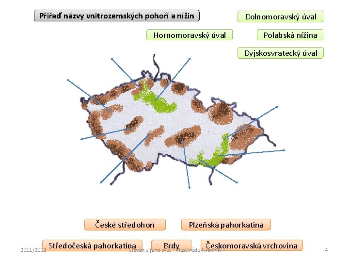 Přiřaď názvy vnitrozemských pohoří a nížin Hornomoravský úval Dolnomoravský úval Polabská nížina Dyjskosvratecký úval