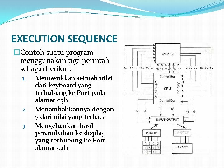 EXECUTION SEQUENCE �Contoh suatu program menggunakan tiga perintah sebagai berikut: 1. 2. 3. Memasukkan
