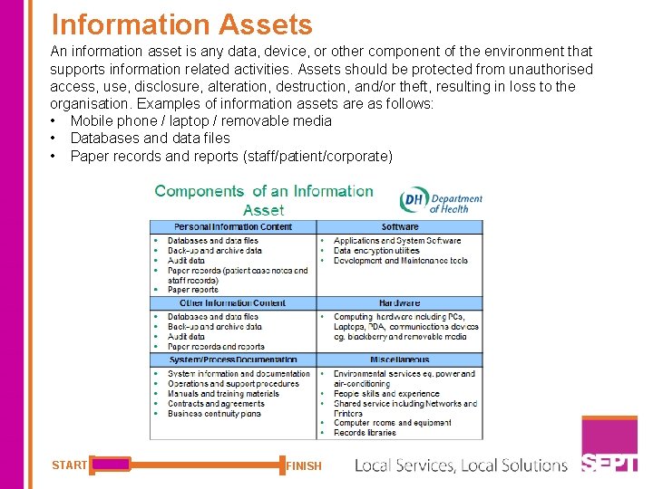 Information Assets An information asset is any data, device, or other component of the