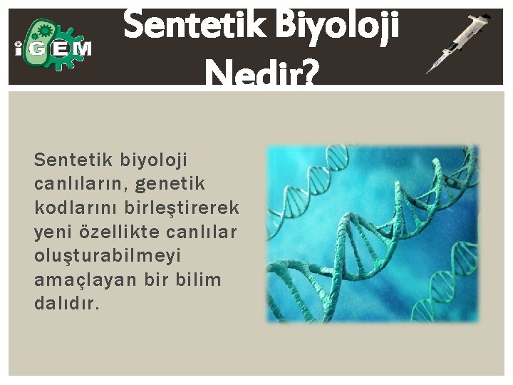 Sentetik Biyoloji Nedir? Sentetik biyoloji canlıların, genetik kodlarını birleştirerek yeni özellikte canlılar oluşturabilmeyi amaçlayan