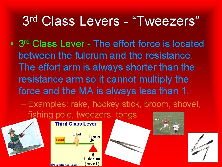 3 rd Class Levers - “Tweezers” • 3 rd Class Lever - The effort