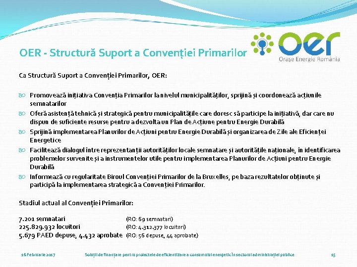 OER - Structură Suport a Convenției Primarilor Ca Structură Suport a Convenției Primarilor, OER: