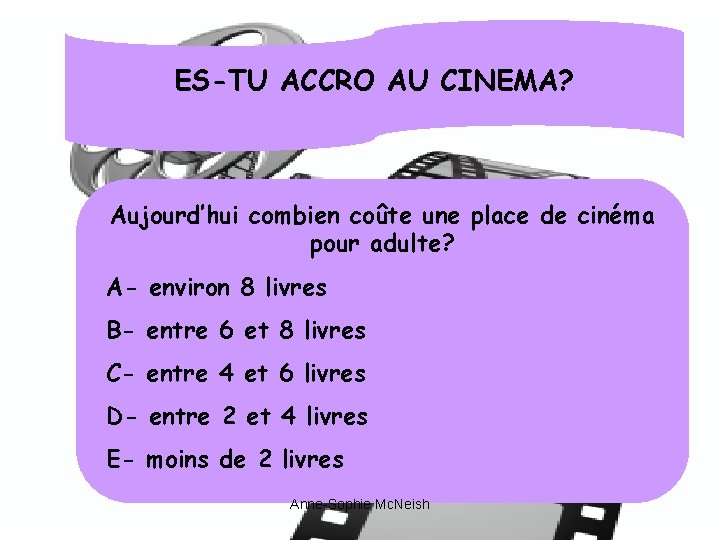 ES-TU ACCRO AU CINEMA? Aujourd’hui combien coûte une place de cinéma pour adulte? A-