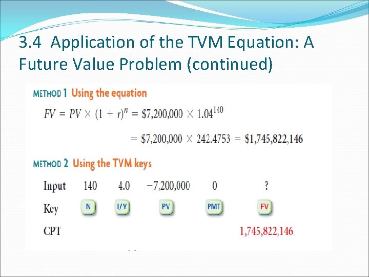 3. 4 Application of the TVM Equation: A Future Value Problem (continued) 3. 4 Application of the TVM Equation: A Future Value Problem (continued)