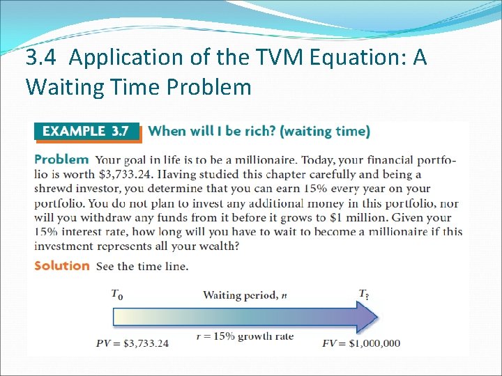 3. 4 Application of the TVM Equation: A Waiting Time Problem 3. 4 Application of the TVM Equation: A Waiting Time Problem