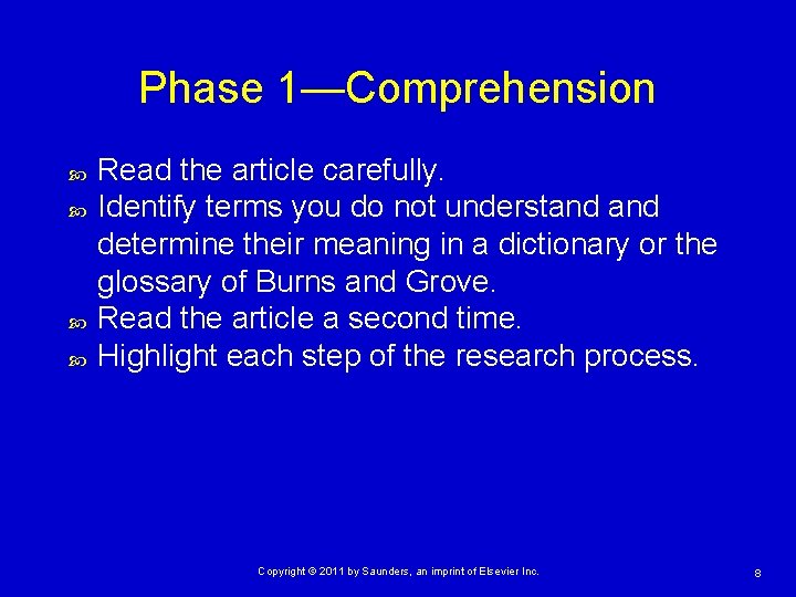 Phase 1—Comprehension Read the article carefully. Identify terms you do not understand determine their