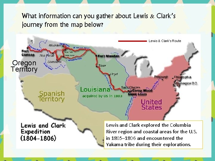 What information can you gather about Lewis & Clark’s journey from the map below?